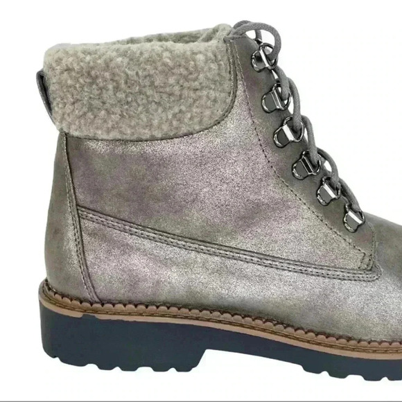 Size 8 - Esprit Candis Grey Faux Leather Faux Fur Trim Womens Ankle Boots - Picture 11 of 16